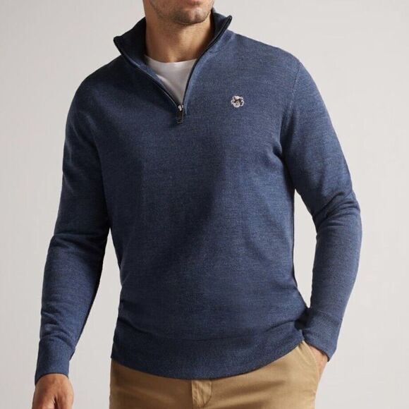 Ted Baker Tooting Core Half Zip Sweater Merino Wool Pullover Size S Mens - Picture 1 of 12